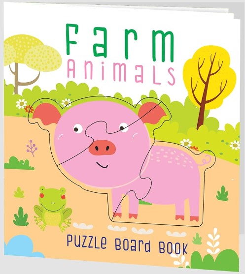 Farm Animals Puzzle Book: Board Book with Jigsaw Puzzles for Kids