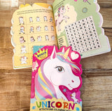 Unicorn Activity and Colouring Book - Die Cut Animal Shaped Book